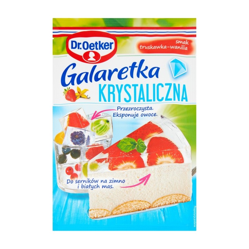 Dr. Oetker Galaretka Krystaliczna Truskawkowo Waniliowa Przezroczysta 72 g