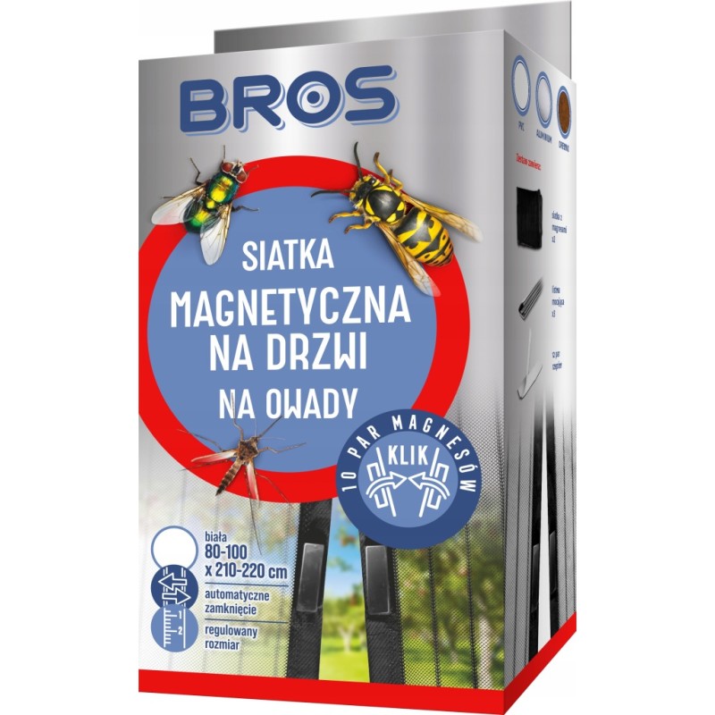 BROS Siatka magnetyczna moskitiera na drzwi KLIK! 100 x 220 cm BIAŁA