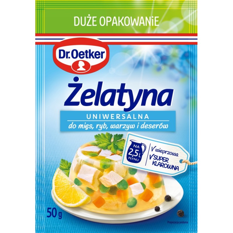 Dr. Oetker Żelatyna Uniwersalna Do Mięs Ryb Warzyw Deserów 50g