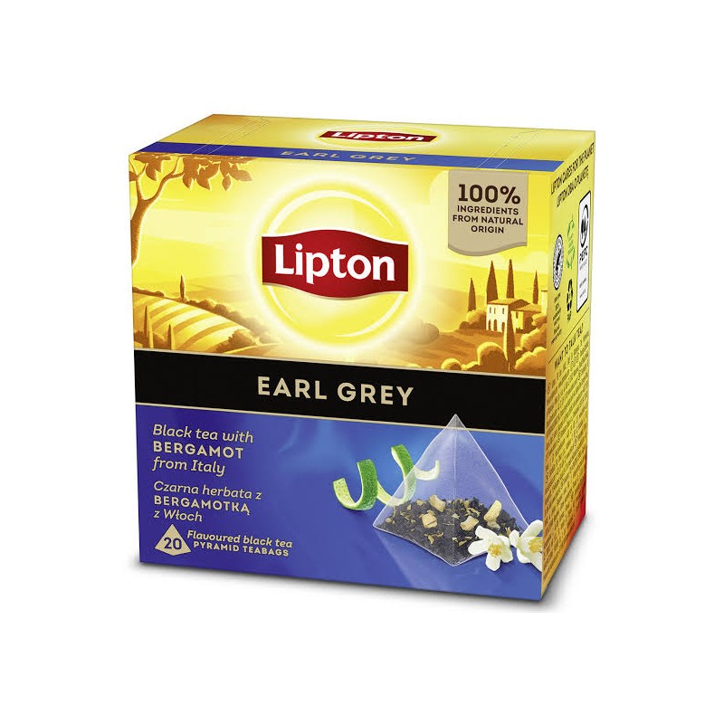 Herbata czarna z bergamotką Lipton EARL GREY ekspresowa 20 piramidek