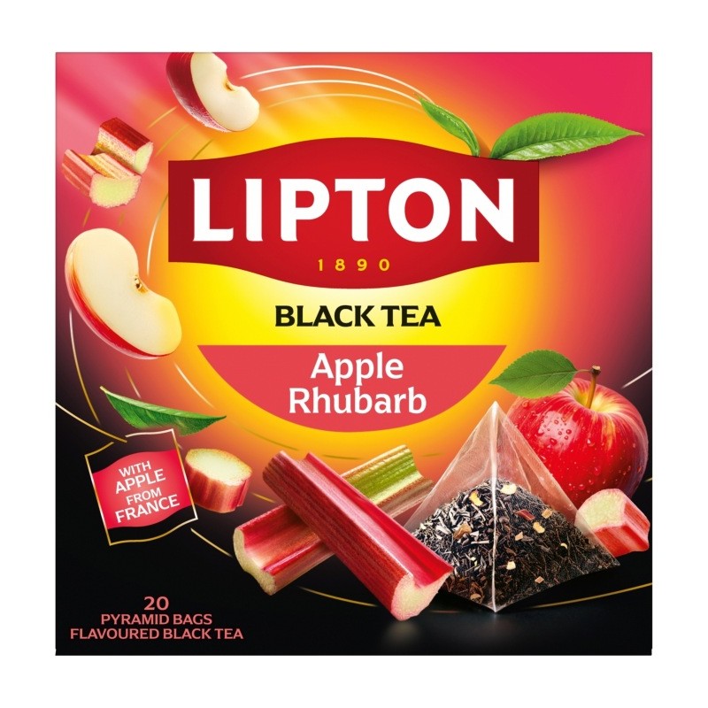 Herbata ekspresowa piramidki Lipton o smaku jabłka i rabarbara 20 torebek