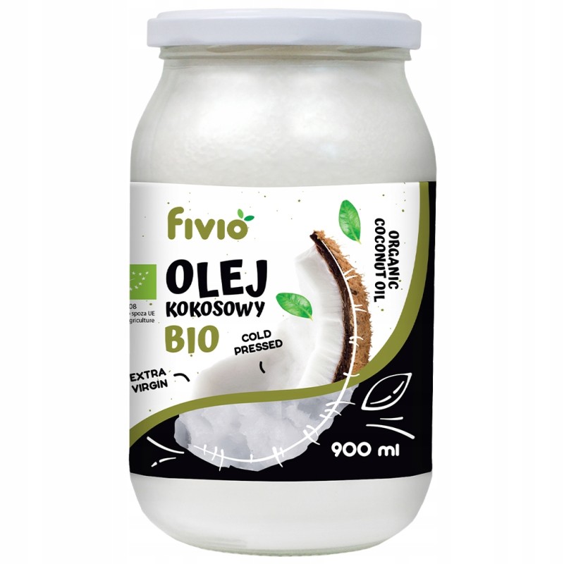 BIO OLEJ KOKOSOWY NIERAFINOWANY EXTRA VIRGIN 900ML TŁOCZONY NA ZIMNO FIVIO
