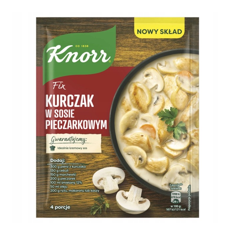 Knorr Fix kurczak w sosie pieczarkowym mieszanka przyprawowa 4 porcje 33 g
