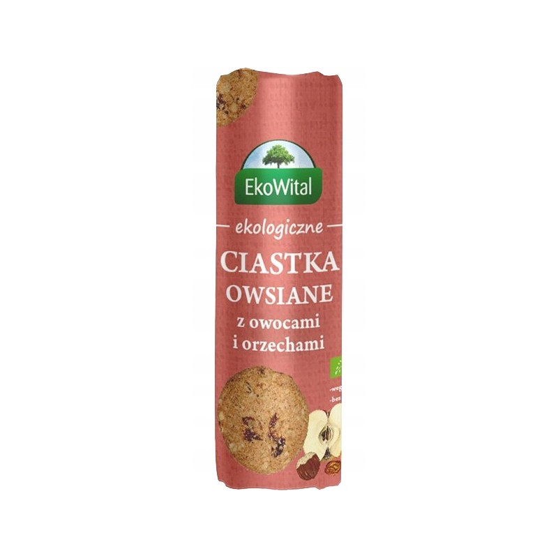 EkoWital CIASTKA OWSIANE z owocami i orzechami BIO Wegańskie