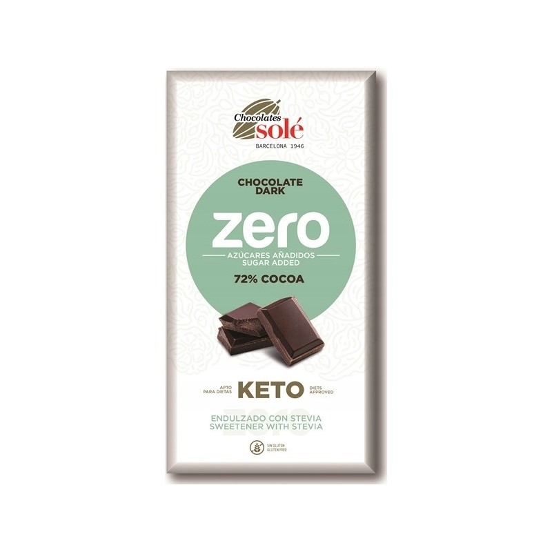 Czekolada gorzka 72% kakao bez dodatku cukru ze stevią KETO 100g - Sole