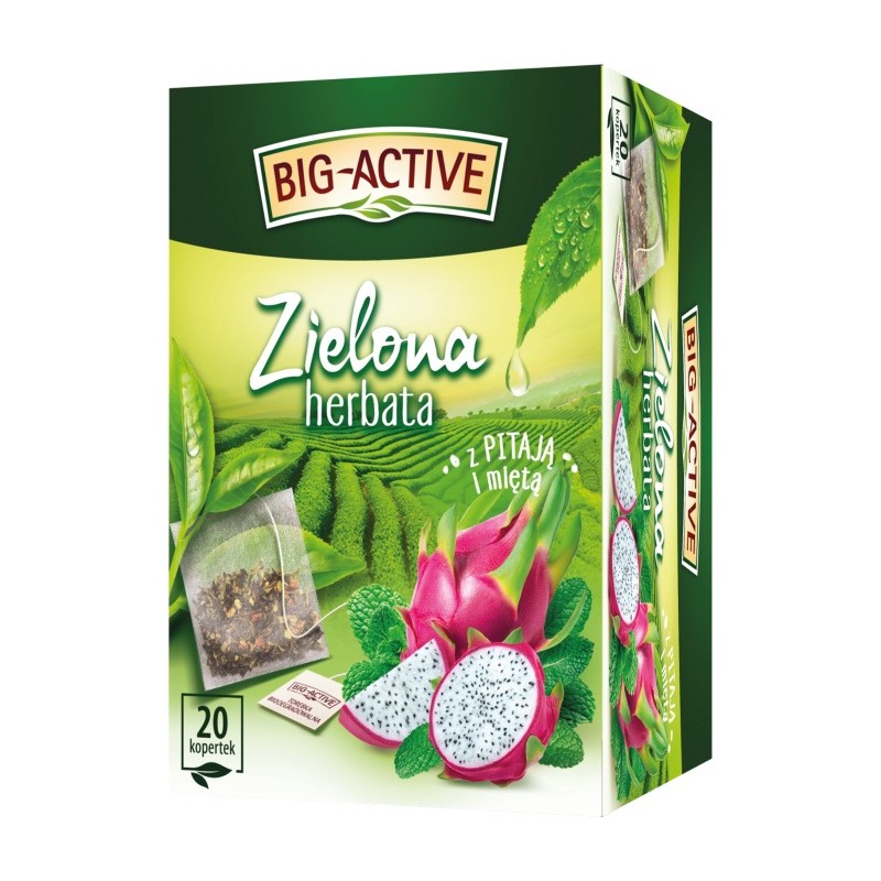 Big-Active Zielona herbata z pitają i miętą 30 g (20 x 1,5 g)