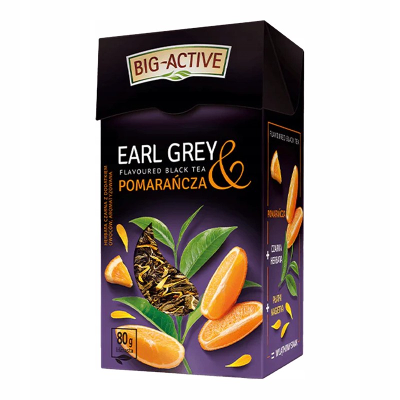 BIG ACTIVE herbata LIŚCIASTA czarna EARL GREY POMARAŃCZA 80 g