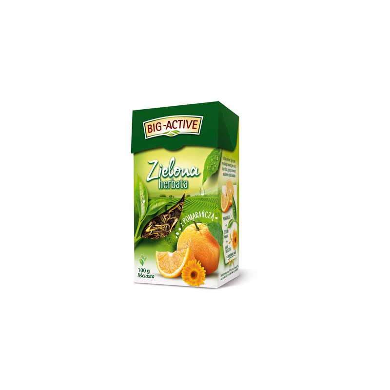 Big-Active Herbata zielona liściasta z pomarańczą 100 g
