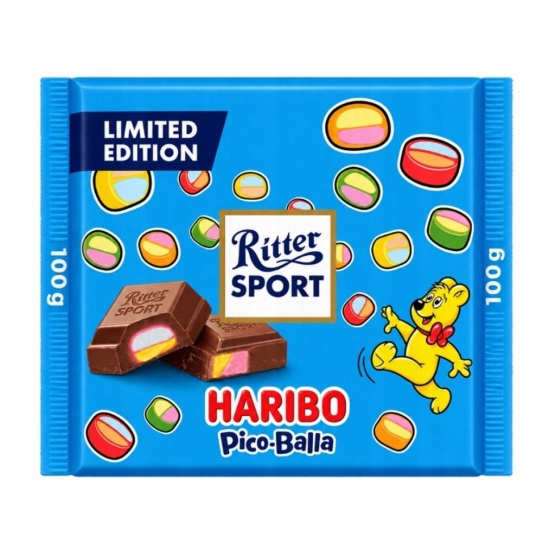 RITTER SPORT HARIBO MLECZNA CZEKOLADA Z OWOCOWYMI ŻELKAMI 100g